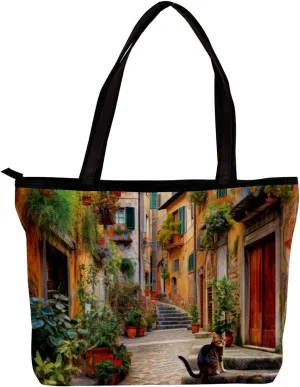 Tote Bags for Women,Womens Handbags,Small Tote Bag,Vintage Yard Home Plants