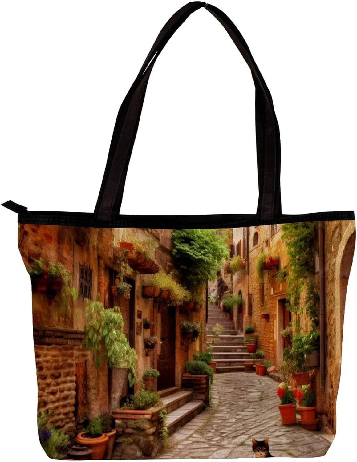Tote Bags for Women,Womens Handbags,Small Tote Bag,Vintage Yard Home Plants