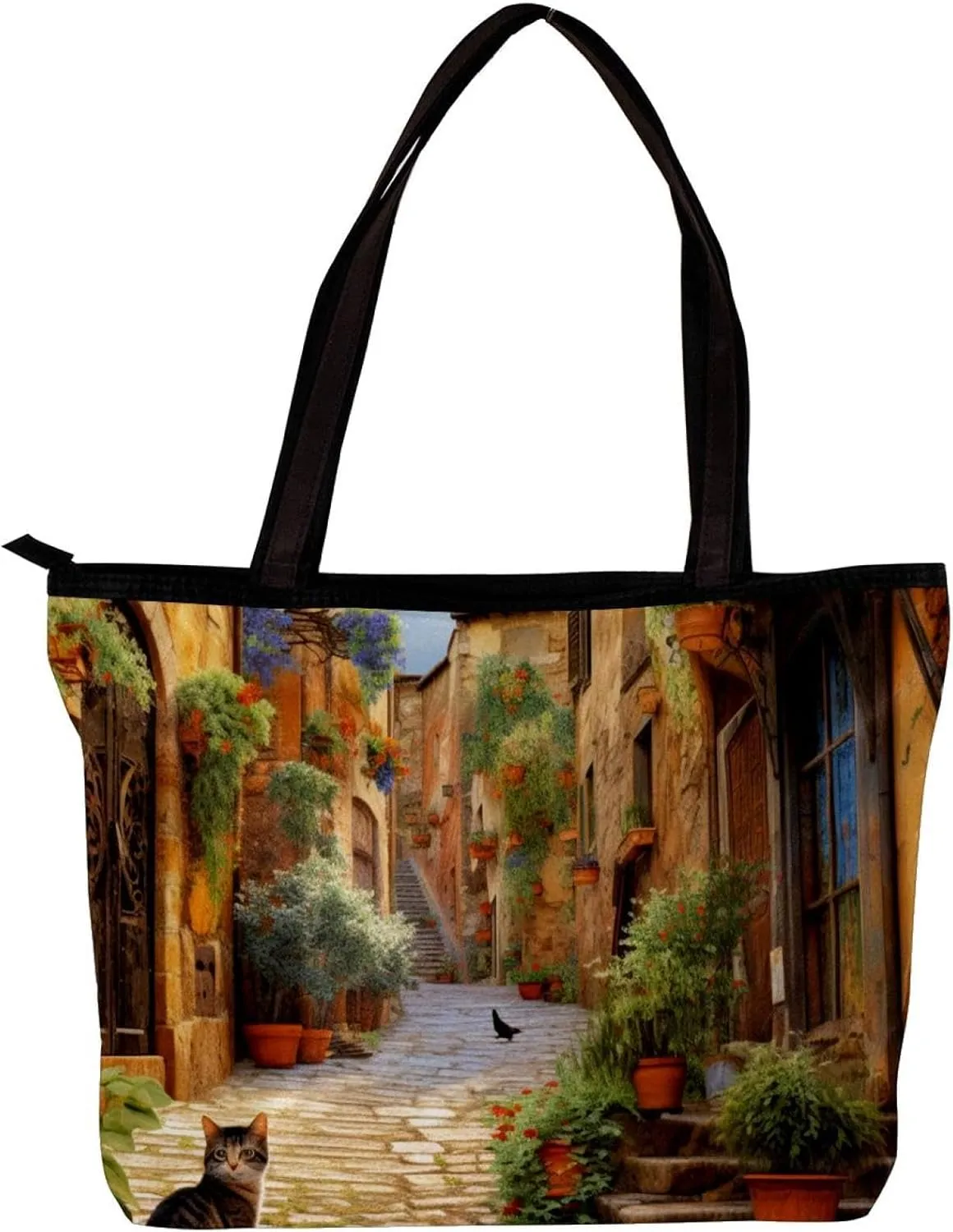 Tote Bags for Women,Womens Handbags,Small Tote Bag,Vintage Yard Home Plants