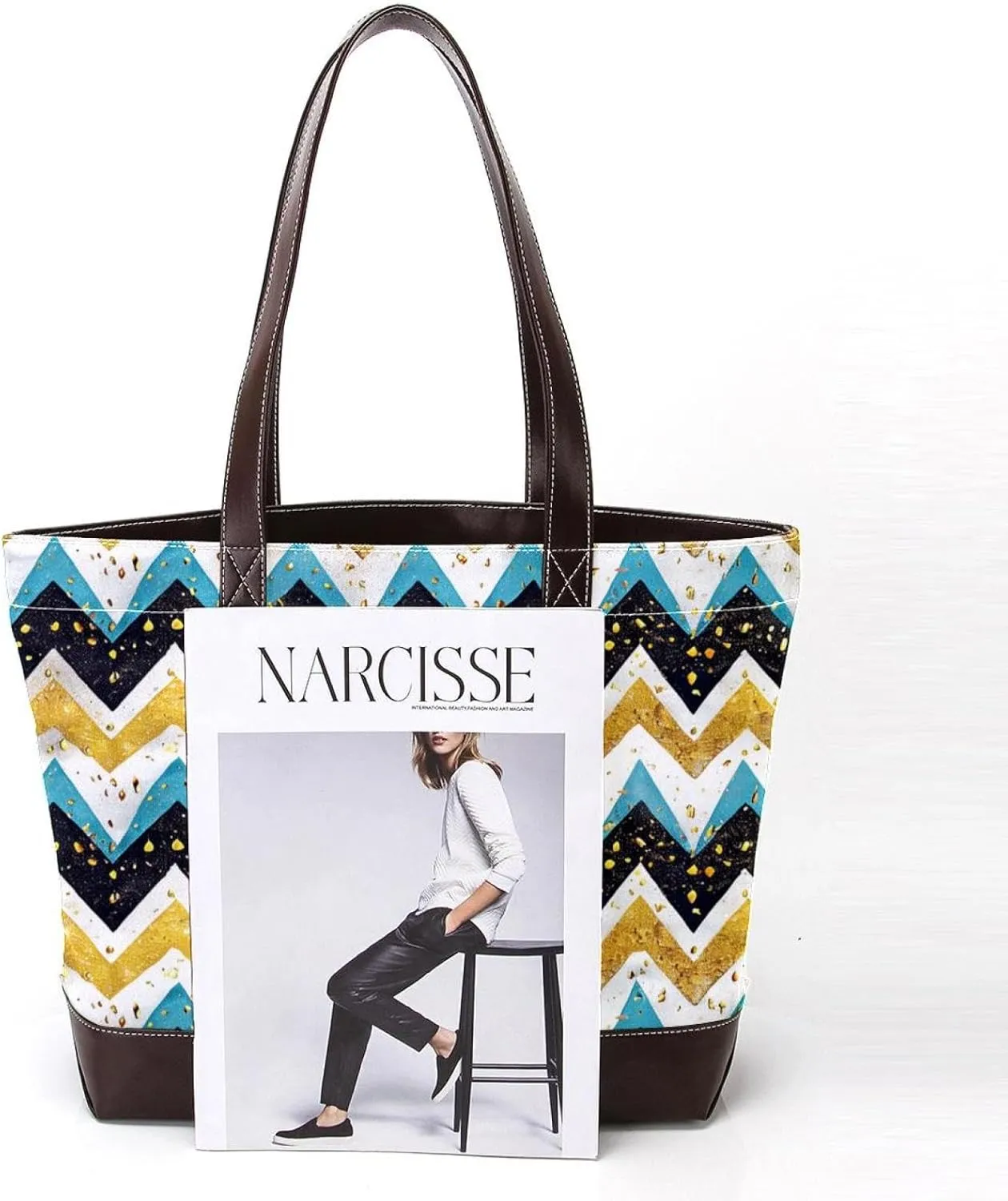 Tote Bags, Large Tote Bag, Women's Tote Handbags, Modern Blue Art Basketball Pattern, Womens Tote Bags for Work