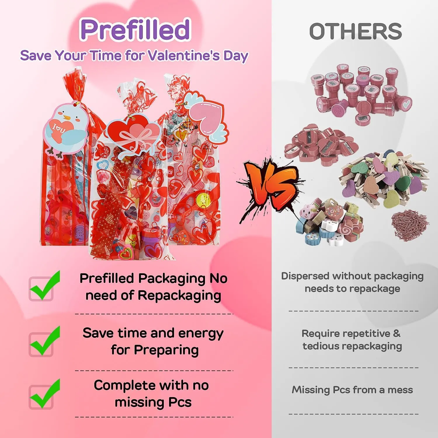 TOY Life 224 Pcs Valentines Day Goodie Bags for Kids, Classroom Exchange 28 pack Valentines Day Gifts for Students from Teacher Valentine Treats for Kids