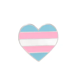 Transgender Flag Heart Shaped Pins