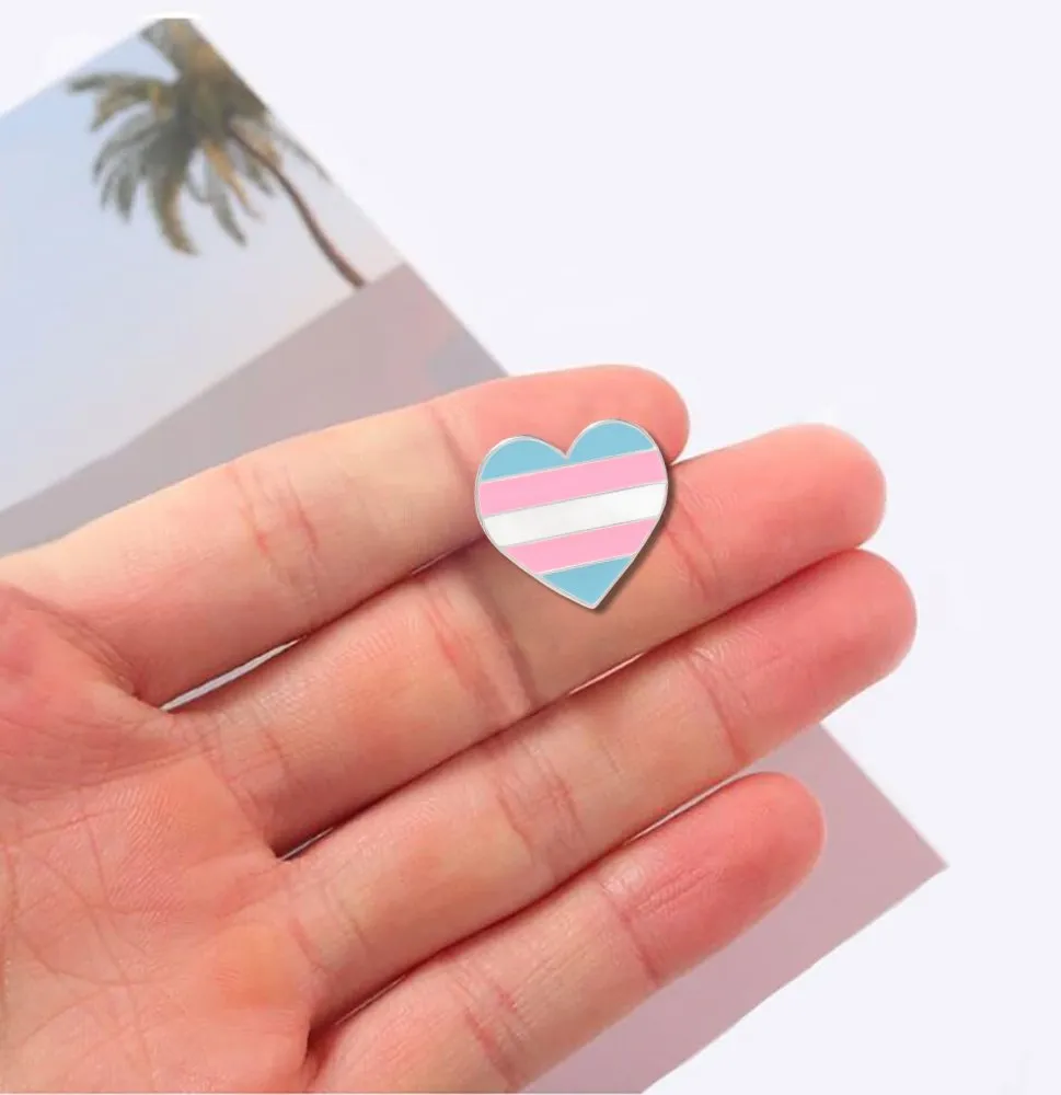 Transgender Flag Heart Shaped Pins