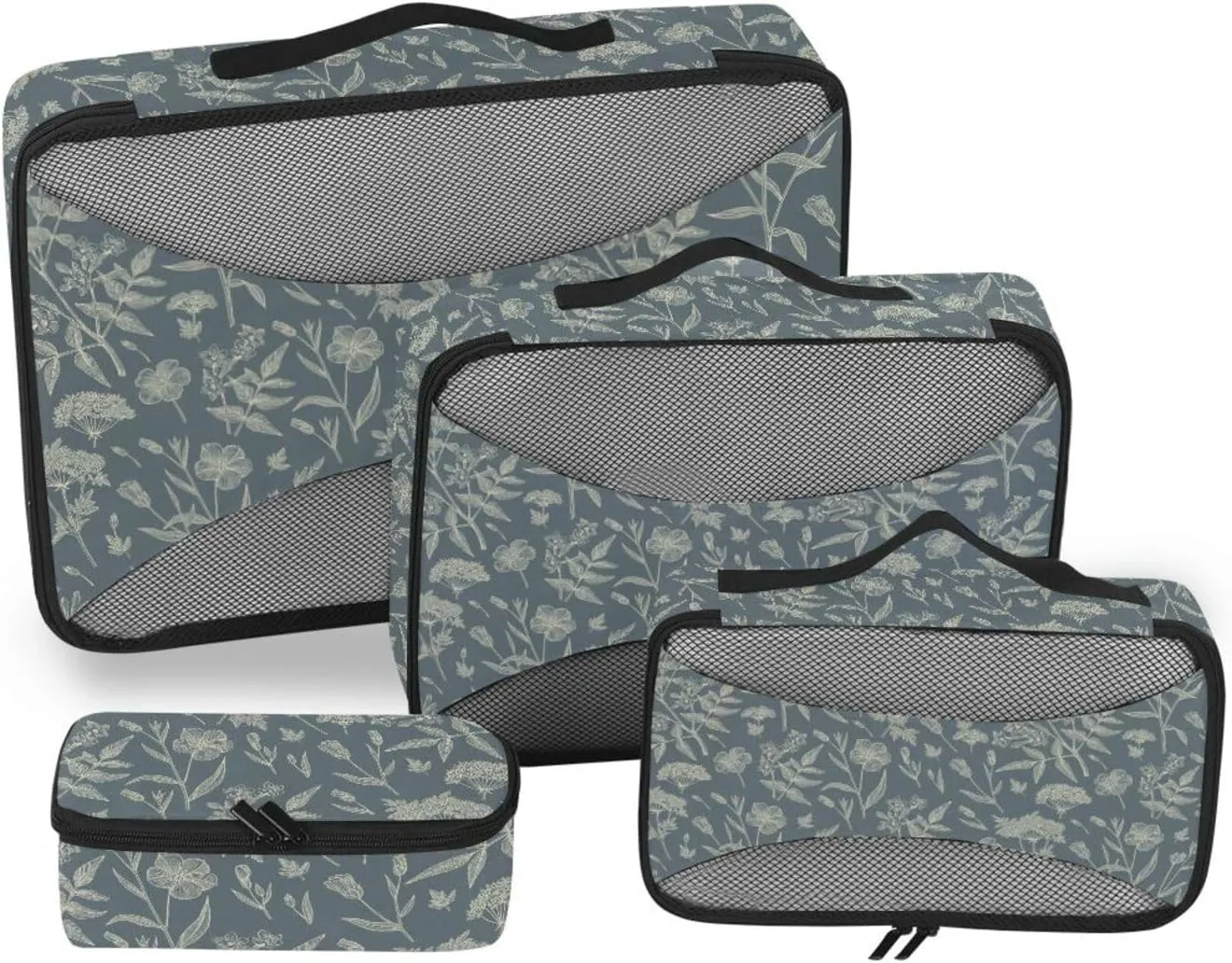 Travel Bags Organizer for Luggage Set of 4 Luggage Cubes for Packing Suitcase Packing Cubes Pqcking Cubes Seamless Pattern Linum Flax Jasmine Hemlock 1888994242