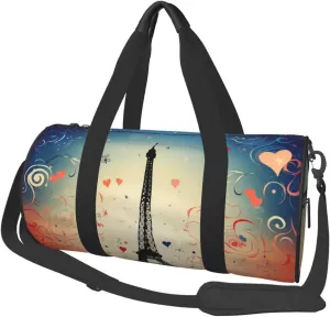 Travel Duffel Bag Foldable Weekender Overnight Bag Paris Pattern Sports Tote Gym Bag Large Capacity Lightweight Carry On Luggage Bag for Men Women