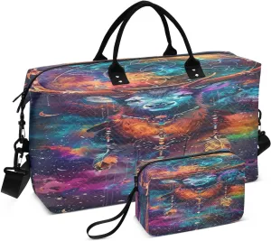 Travel Duffel Bag Large Weekender Overnight Bags for Women Men, Dream Catcher Pattern Gym Bag with Toiletry Bag