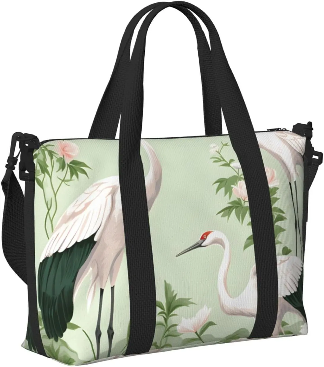 Travel Duffle Bag Crane Japanese Pattern Weekender Overnight Bags Luggage Bag for Women Men Waterproof Sports Gym Bag Hand Bag with Shoulder Strap