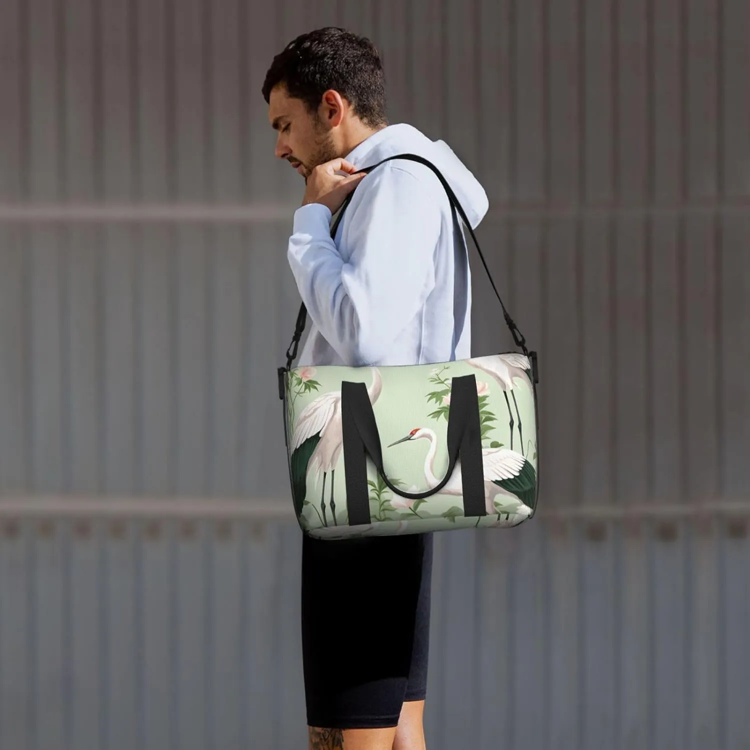 Travel Duffle Bag Crane Japanese Pattern Weekender Overnight Bags Luggage Bag for Women Men Waterproof Sports Gym Bag Hand Bag with Shoulder Strap