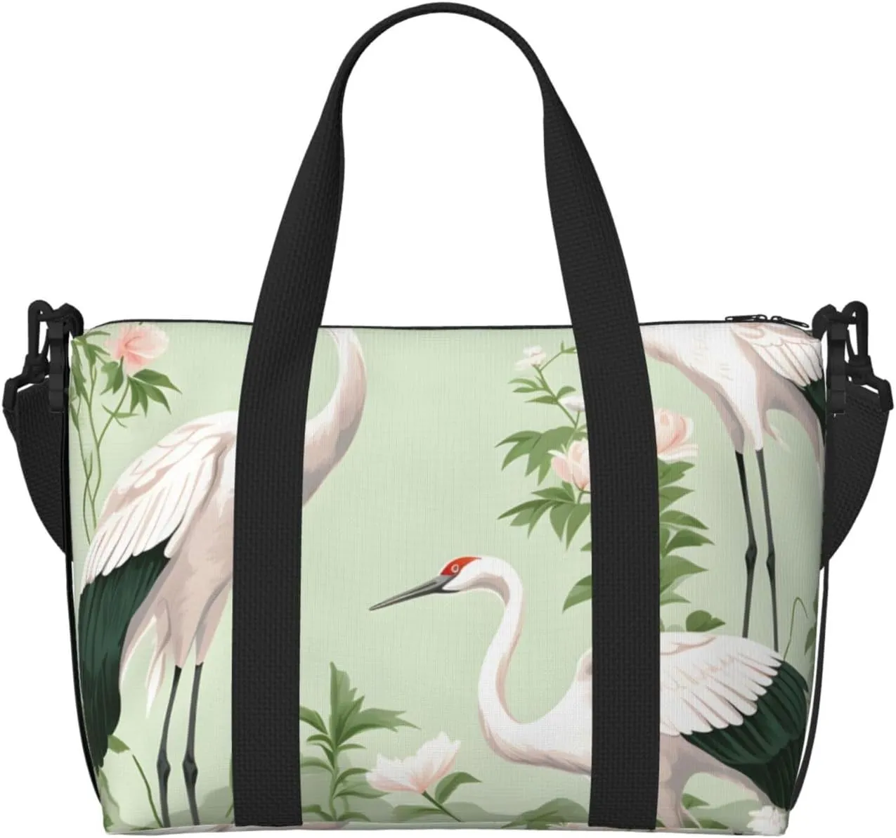 Travel Duffle Bag Crane Japanese Pattern Weekender Overnight Bags Luggage Bag for Women Men Waterproof Sports Gym Bag Hand Bag with Shoulder Strap