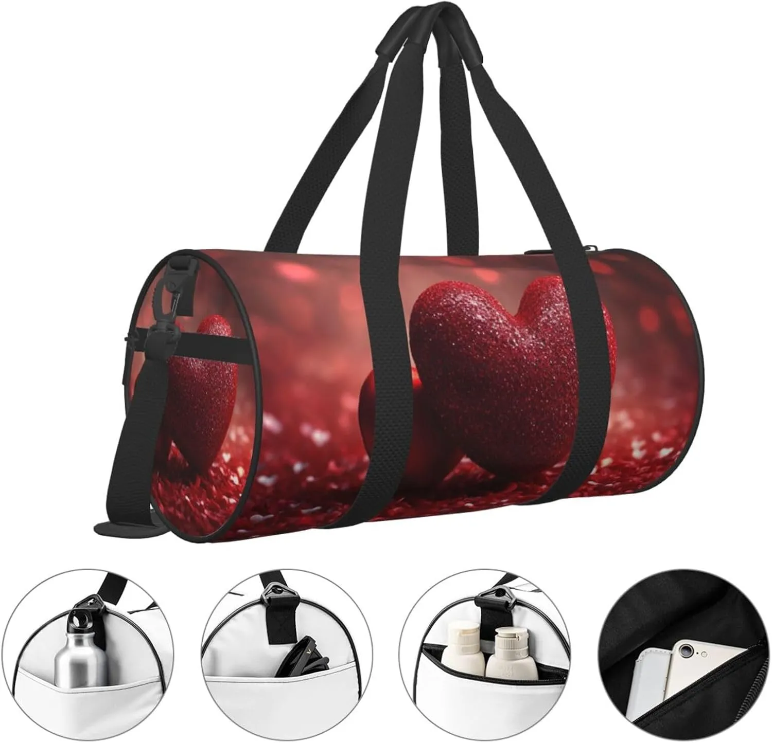Travel Duffle Bag Weekender Bags For Men Women With Shoe Compartment Large Capacity Weekender Overnight Bag Heart Wallpaper Love Carry On Tote Bags Sport Gym Bag For Travel Yoga