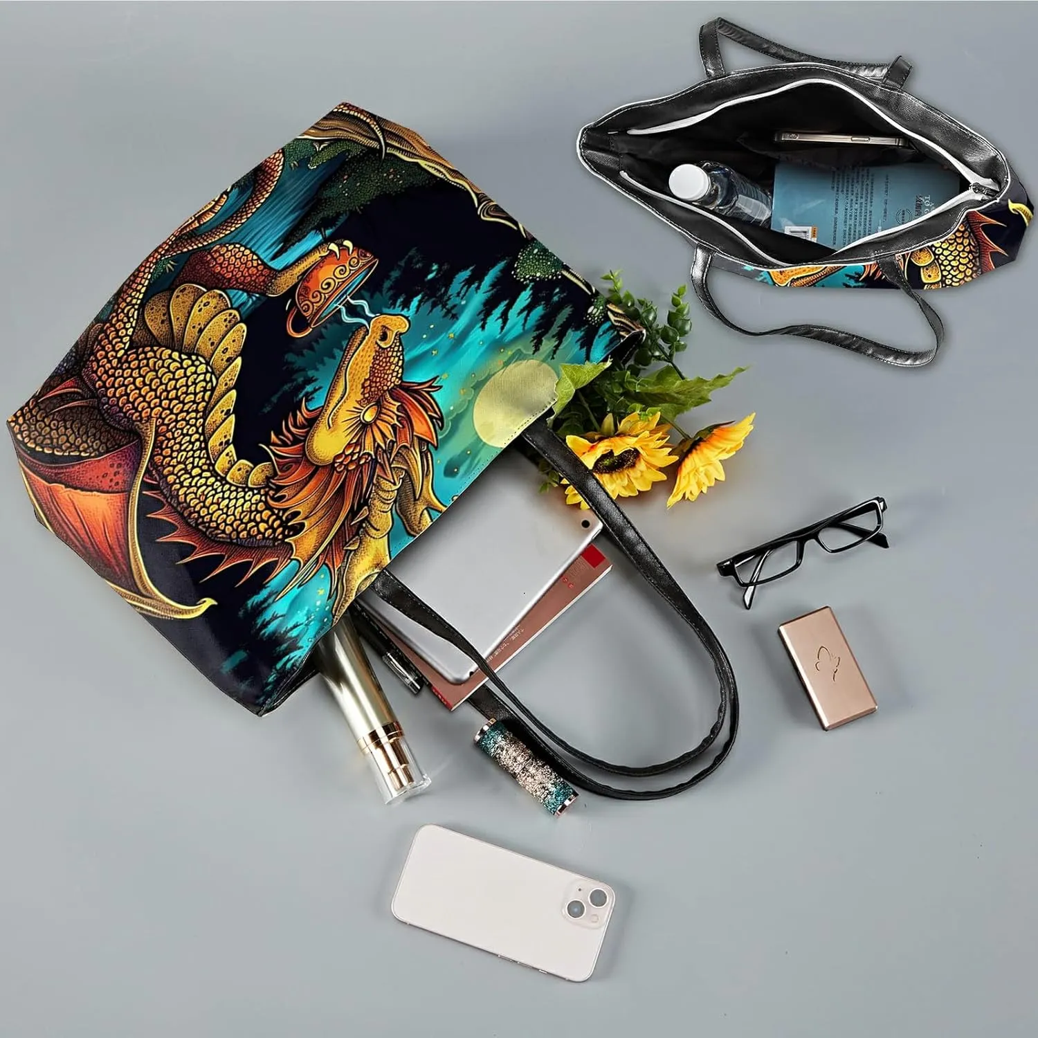 Travel Tote Bags Leather Purses for Women, Shoulder Bag with Zipper, Top Handle Ladies Shoulder Bags