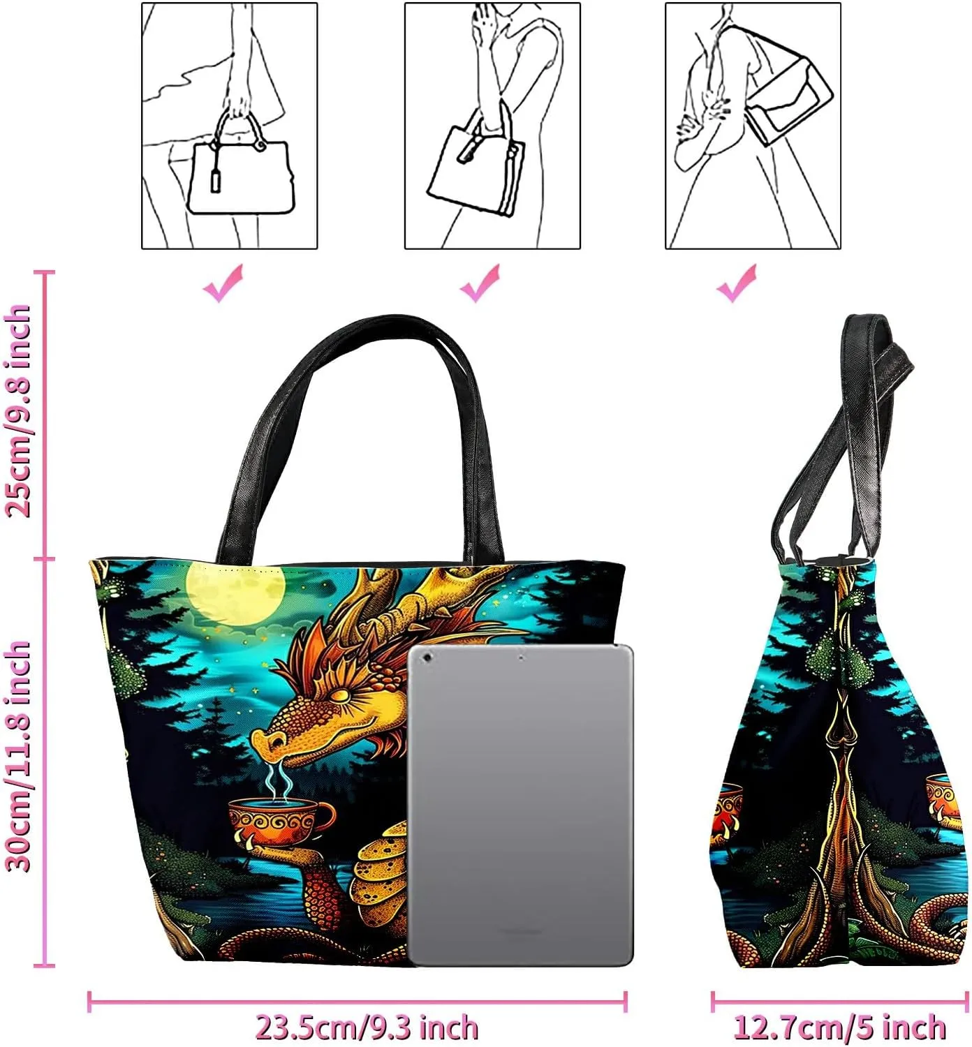 Travel Tote Bags Leather Purses for Women, Shoulder Bag with Zipper, Top Handle Ladies Shoulder Bags