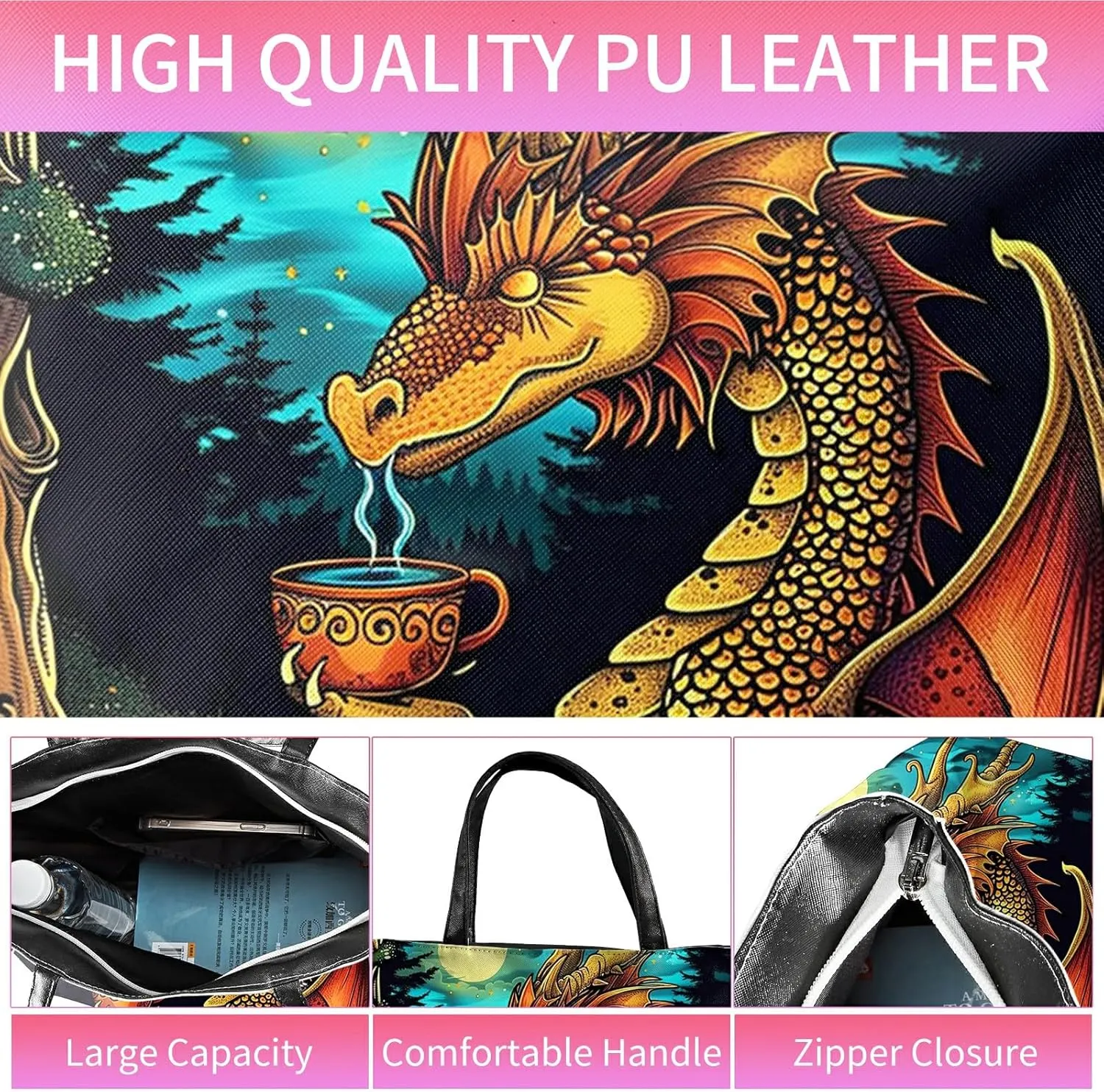 Travel Tote Bags Leather Purses for Women, Shoulder Bag with Zipper, Top Handle Ladies Shoulder Bags