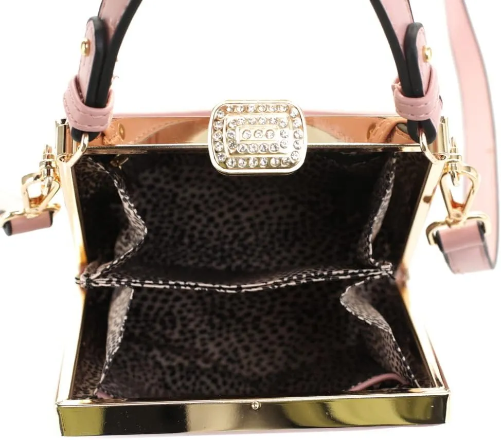 Trendeology Crocodile Ostrich Snake Leopard Frame Small Vegan Leather Handle Clutch Purse