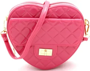 Trendeology Cute Heart Shape Girls Womens Vegan Leather Small Handle Satchel Crossbody Purse