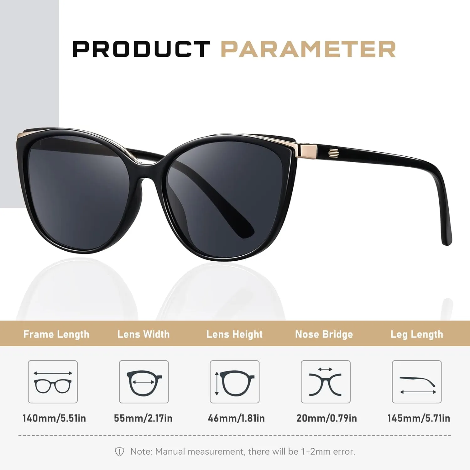 Trendy Cat Eye Sunglasses for Women Fashion Cateye UV400 Protection Glasses CL22017