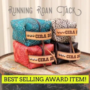 Trophy Travel Bags with Lasered Leather Handle by Running Roan Tack CLICK TO SEE QUANTITY DISCOUNTS