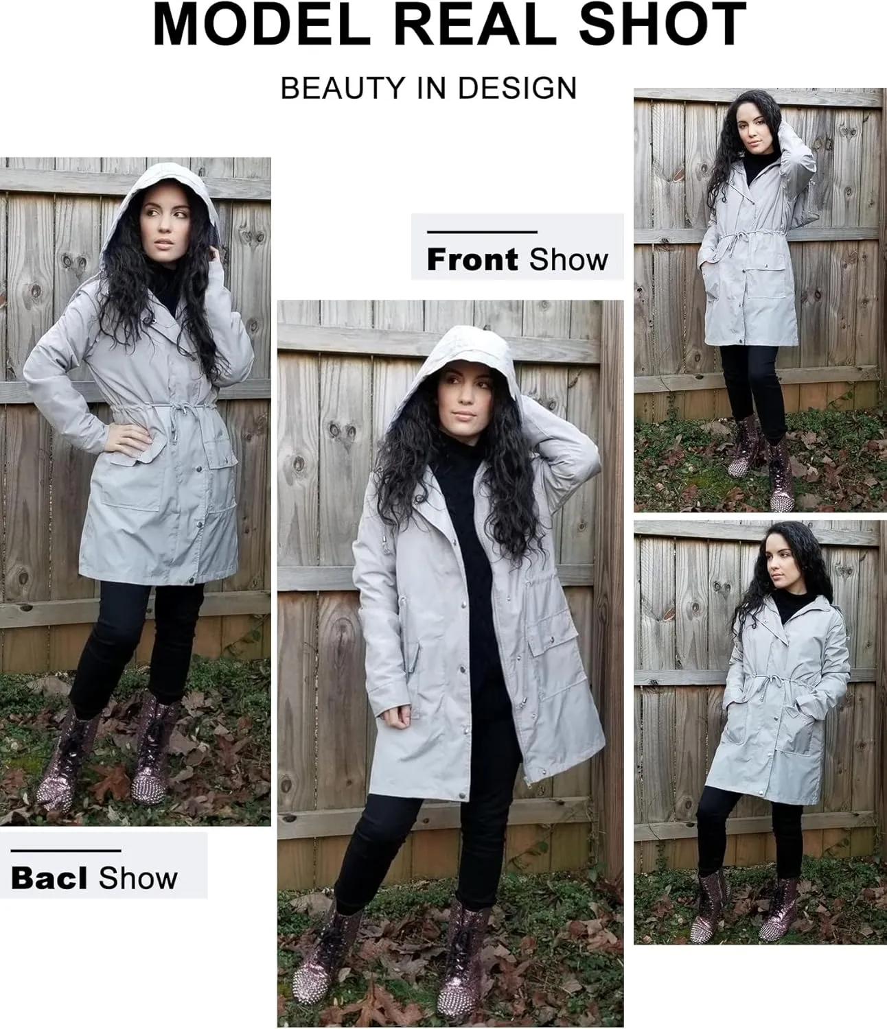 Twinklady Rain Jacket Women Windbreaker Striped Climbing Raincoats Waterproof Lightweight Outdoor Hooded Trench Coats