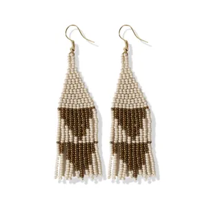 Two Color Triangles Beaded Fringe Earrings