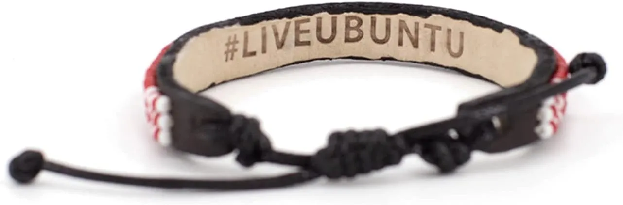 Ubuntu Life Skinny Beaded Leather LOVE Bracelet – Handmade Genuine Leather and Glass Bead Bracelet with Slide Closure, Stackable Bracelets for Women and Men