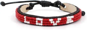 Ubuntu Life Skinny Beaded Leather LOVE Bracelet – Handmade Genuine Leather and Glass Bead Bracelet with Slide Closure, Stackable Bracelets for Women and Men