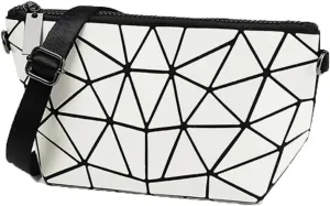 Ulalaza Geometric Lattice Luminous Purse Chain Crossbody Clutch Purses Tote Handbags Holographic for Women