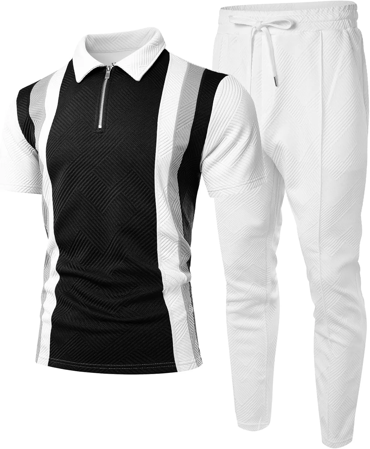 UOUA Mens Sweat Suits Set Tracksuit 2 Piece Outfits Short Sleeve Casual Sweatshirt & Loose Jogging Pants
