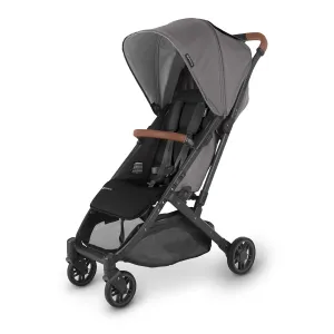 UPPAbaby Minu V2 Travel Stroller Lightweight, Portable Design One-Hand Fold Shoulder Strap and Leather Bumper Bar Included Greyson (Charcoal Mélange/Carbon Frame/Saddle Leather)