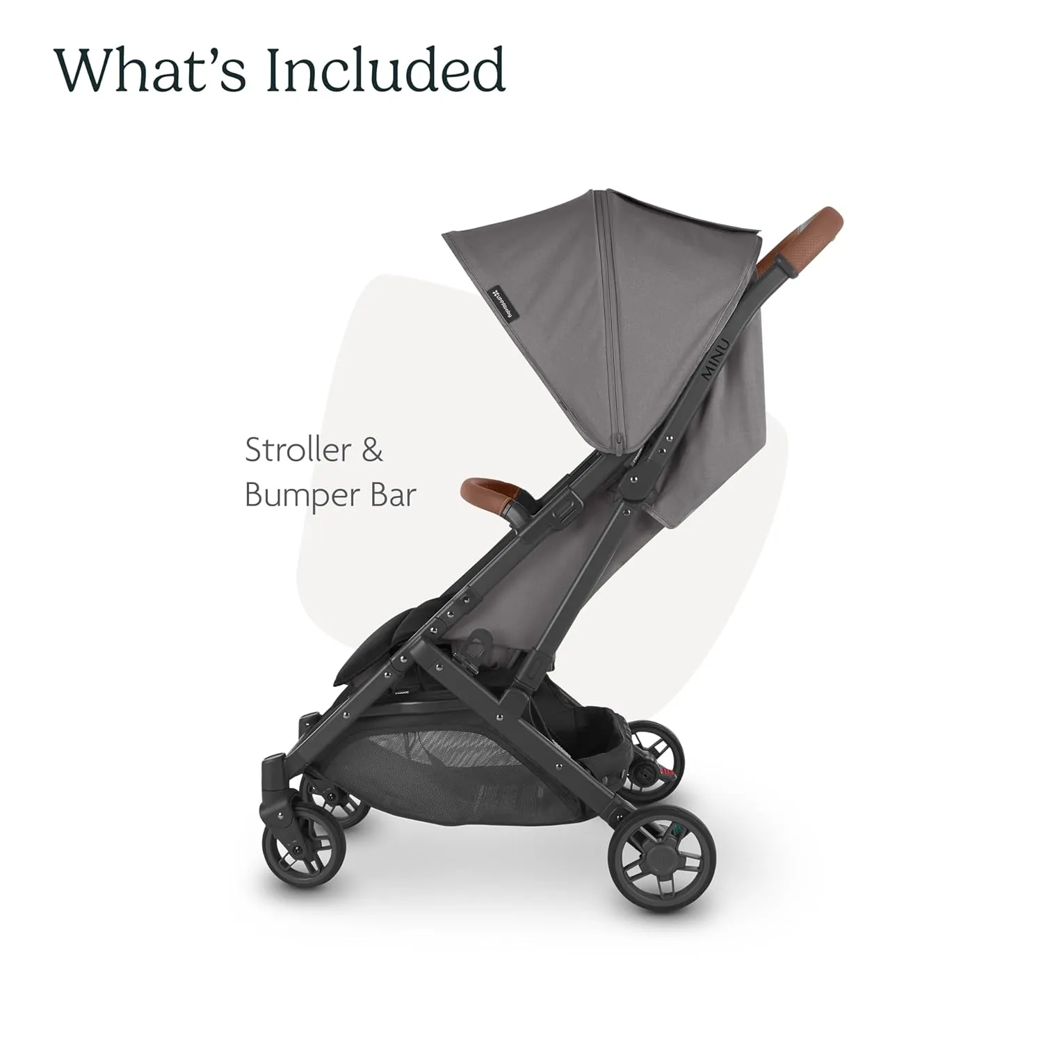 UPPAbaby Minu V2 Travel Stroller Lightweight, Portable Design One-Hand Fold Shoulder Strap and Leather Bumper Bar Included Greyson (Charcoal Mélange/Carbon Frame/Saddle Leather)