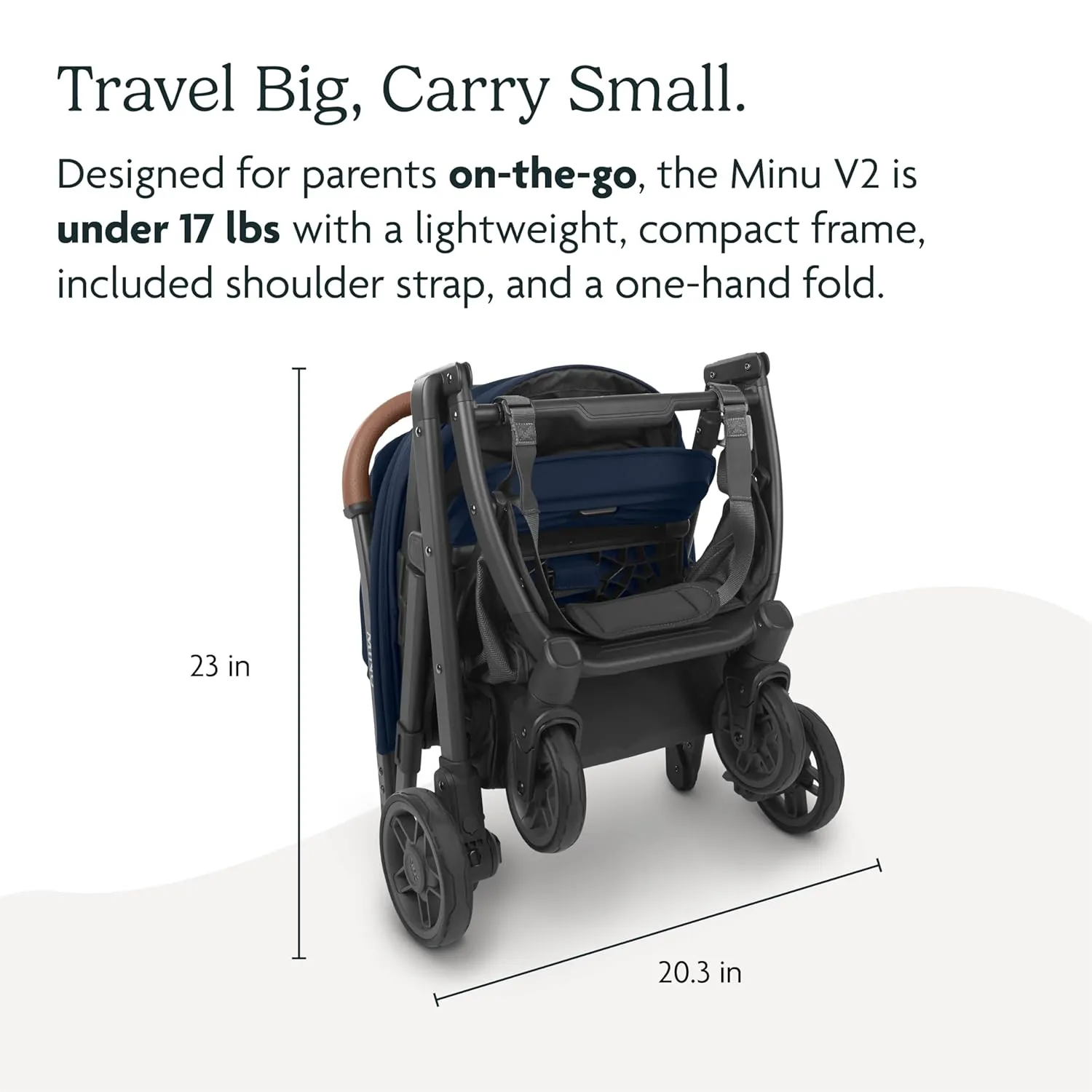 UPPAbaby Minu V2 Travel Stroller Lightweight, Portable Design One-Hand Fold Shoulder Strap and Leather Bumper Bar Included Greyson (Charcoal Mélange/Carbon Frame/Saddle Leather)