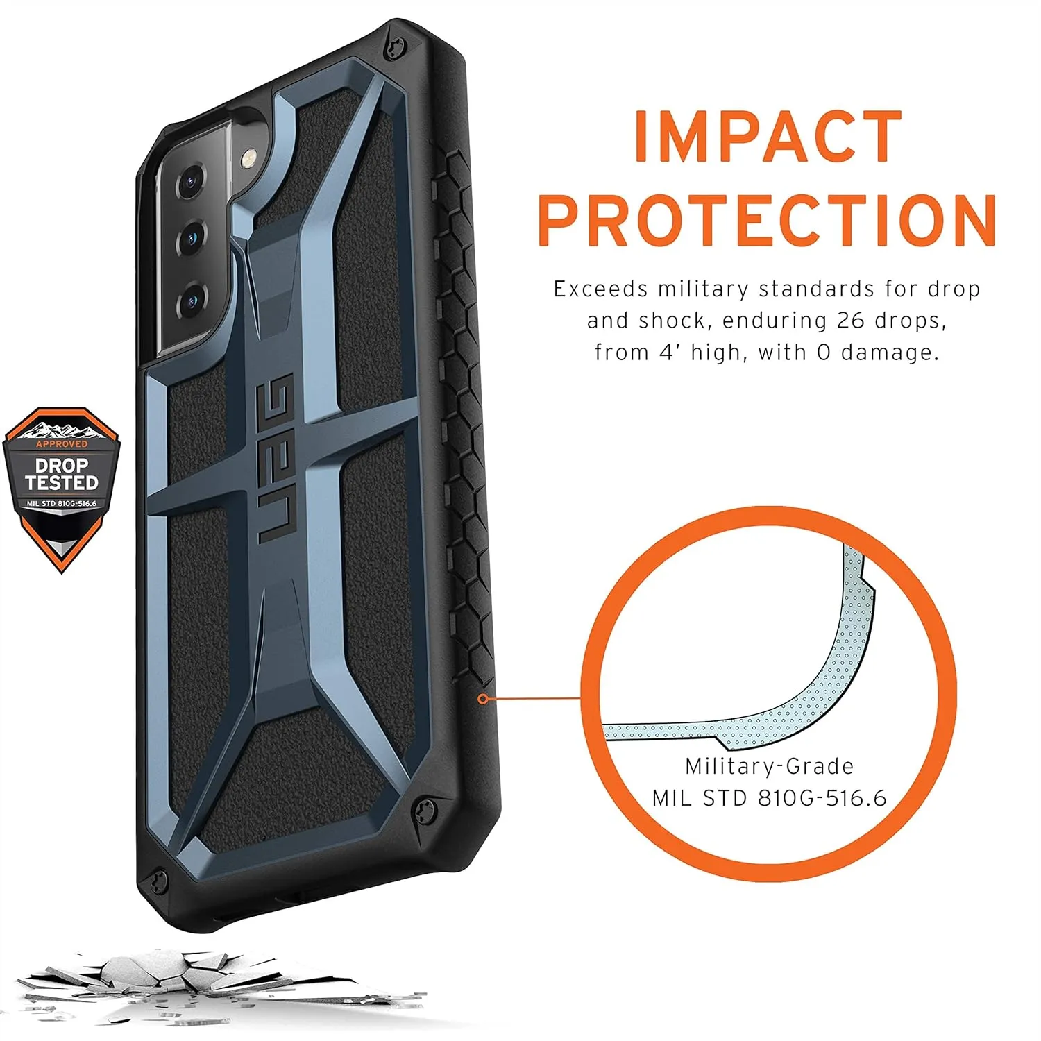 URBAN ARMOR GEAR UAG Designed for Samsung Galaxy S21 Plus Case Blue Mallard Rugged Lightweight Slim Shockproof Premium Monarch Protective Cover, [6.7 inch Screen]