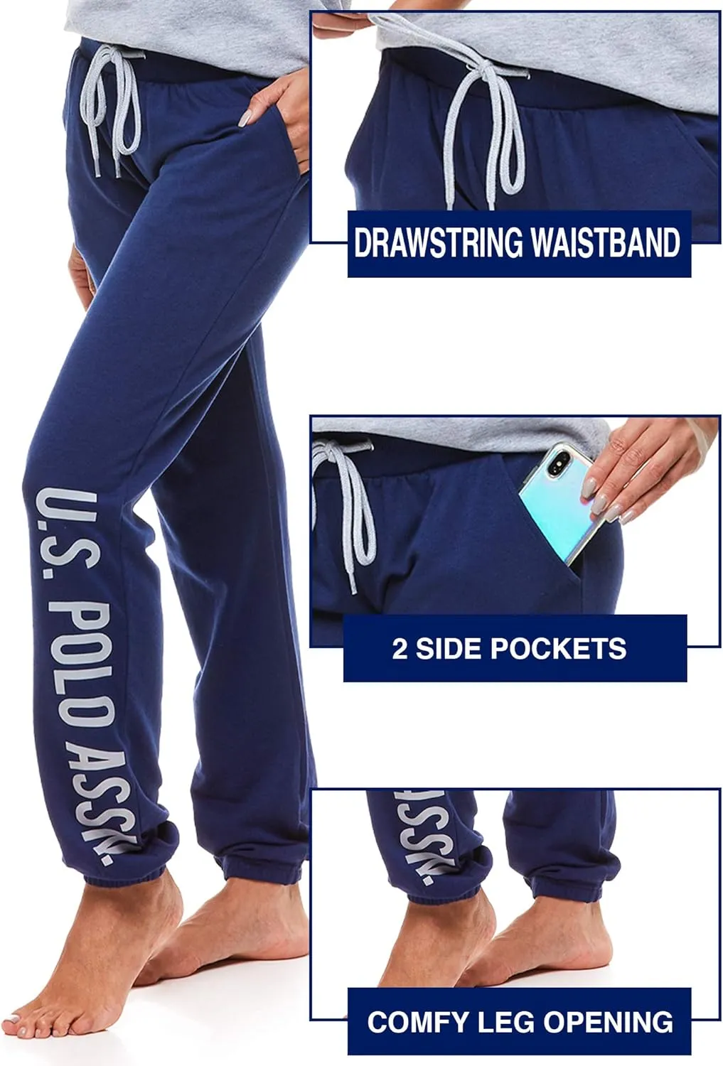 U.S. Polo Assn. Womens Pajama Set - Short Sleeve Shirt and Pajama Pants Sleepwear and Lounge Sets for Women