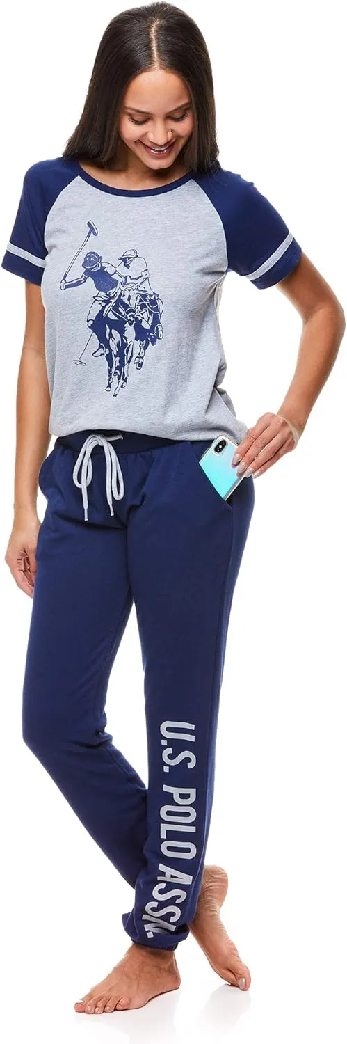 U.S. Polo Assn. Womens Pajama Set - Short Sleeve Shirt and Pajama Pants Sleepwear and Lounge Sets for Women