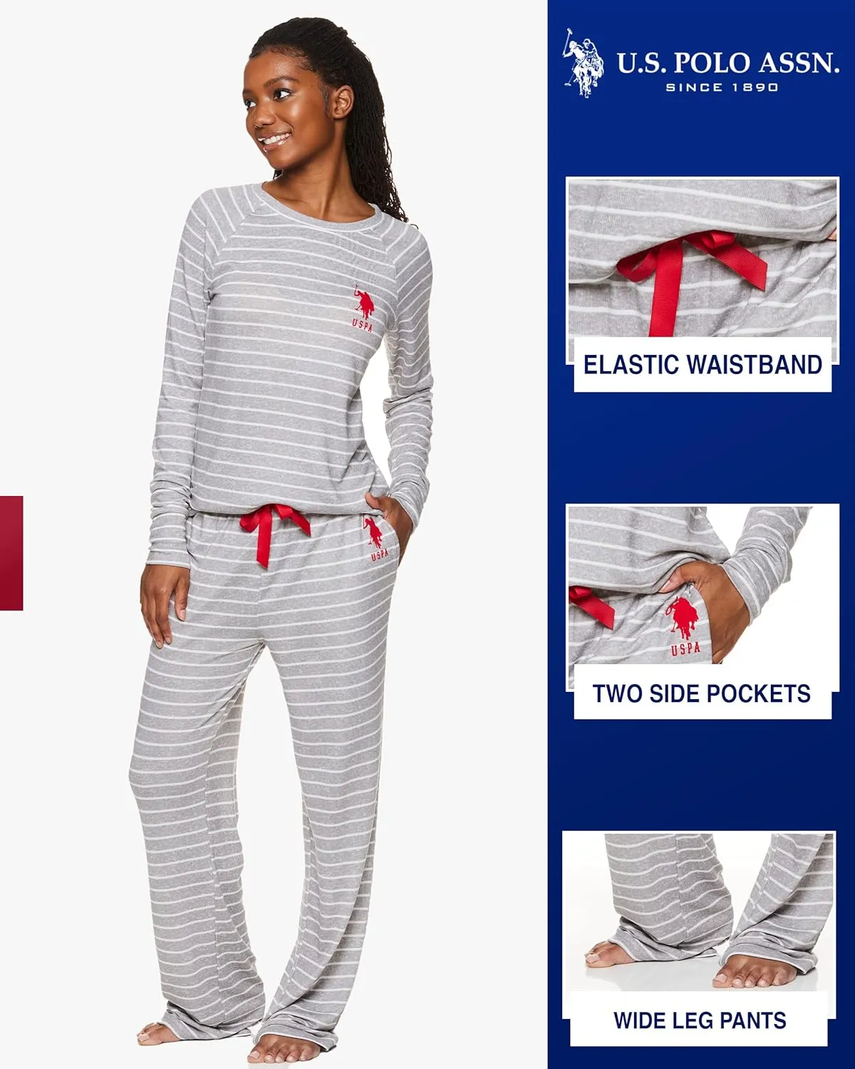 U.S. Polo Assn. Womens Pajama Sets, Pajama Sets for Women 2 Piece, Ladies Pajamas