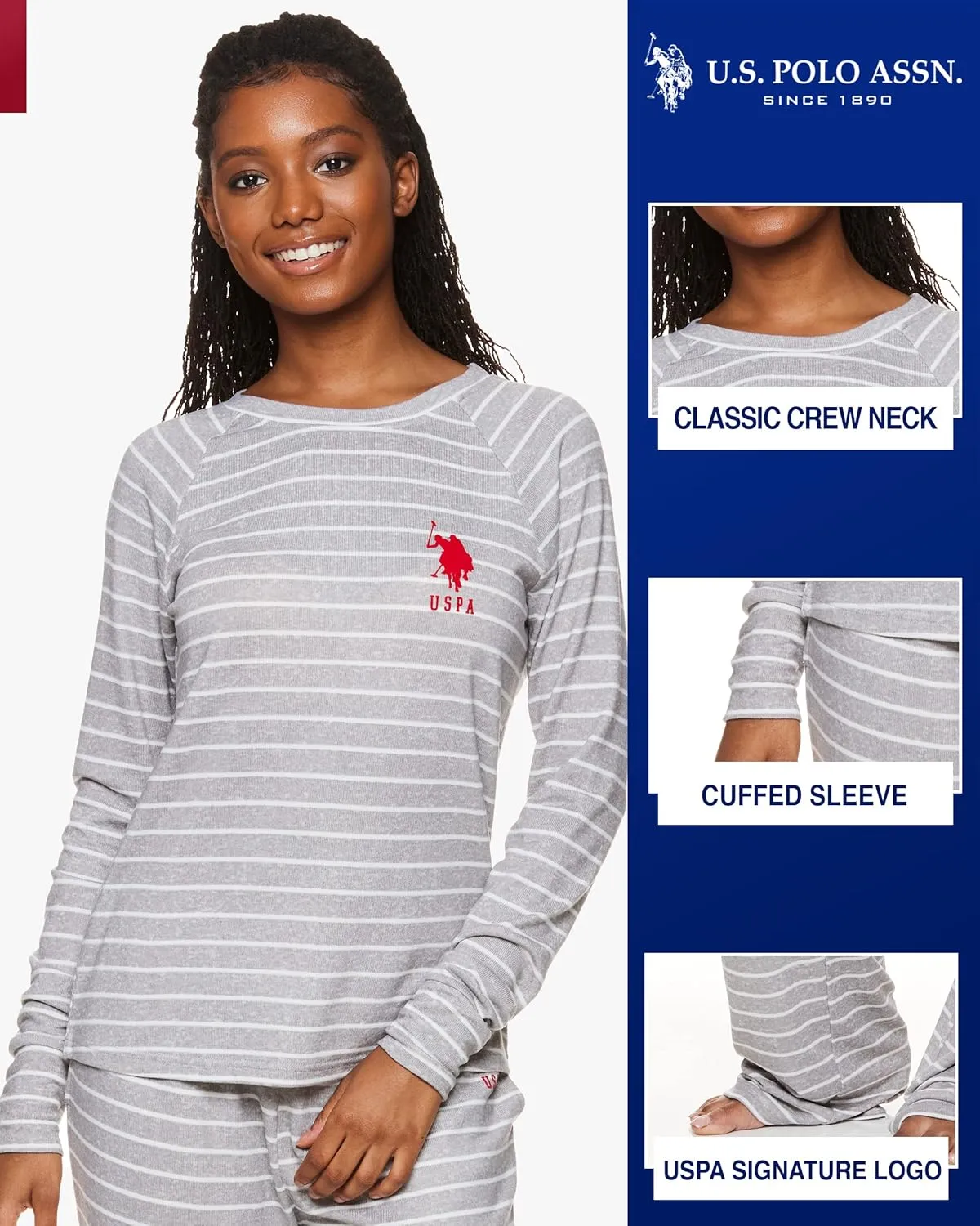 U.S. Polo Assn. Womens Pajama Sets, Pajama Sets for Women 2 Piece, Ladies Pajamas