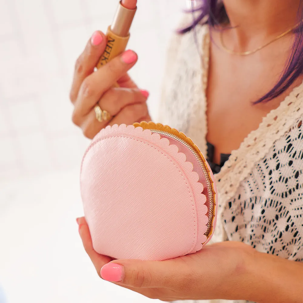 Vanity Scalloped Small Pouch – Baby Pink