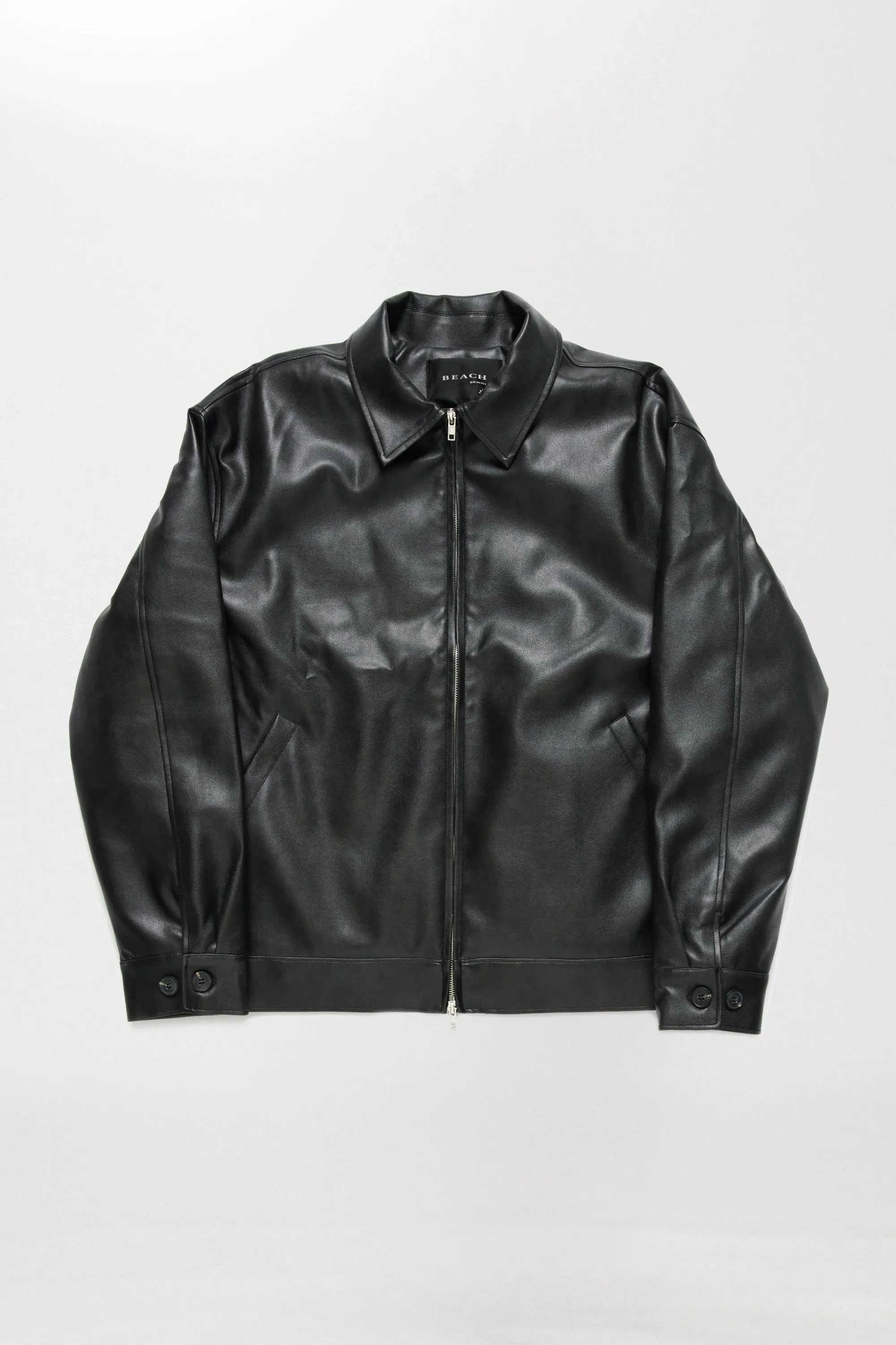 VEGAN LEATHER JACKET - JET BLACK