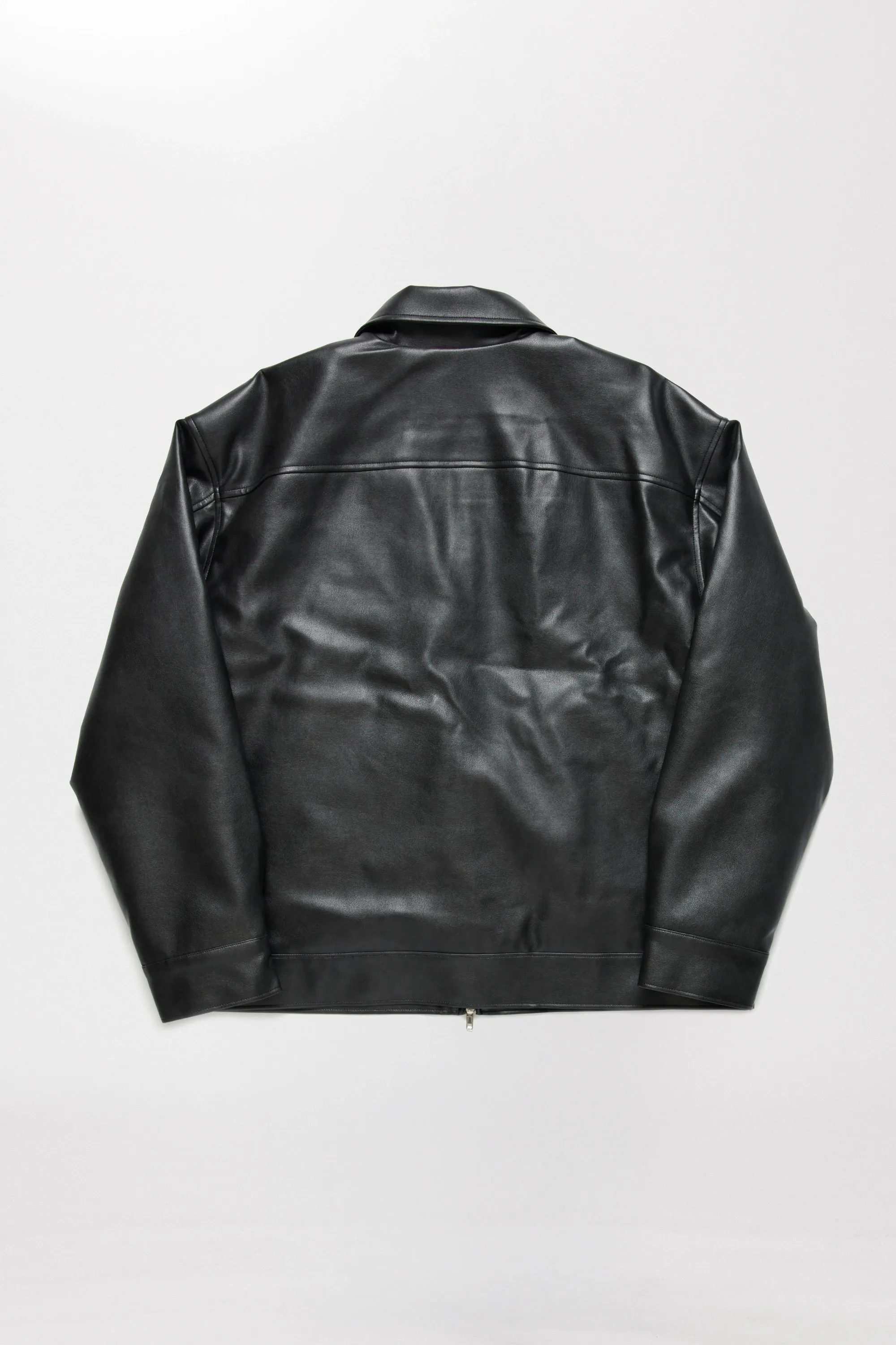 VEGAN LEATHER JACKET - JET BLACK