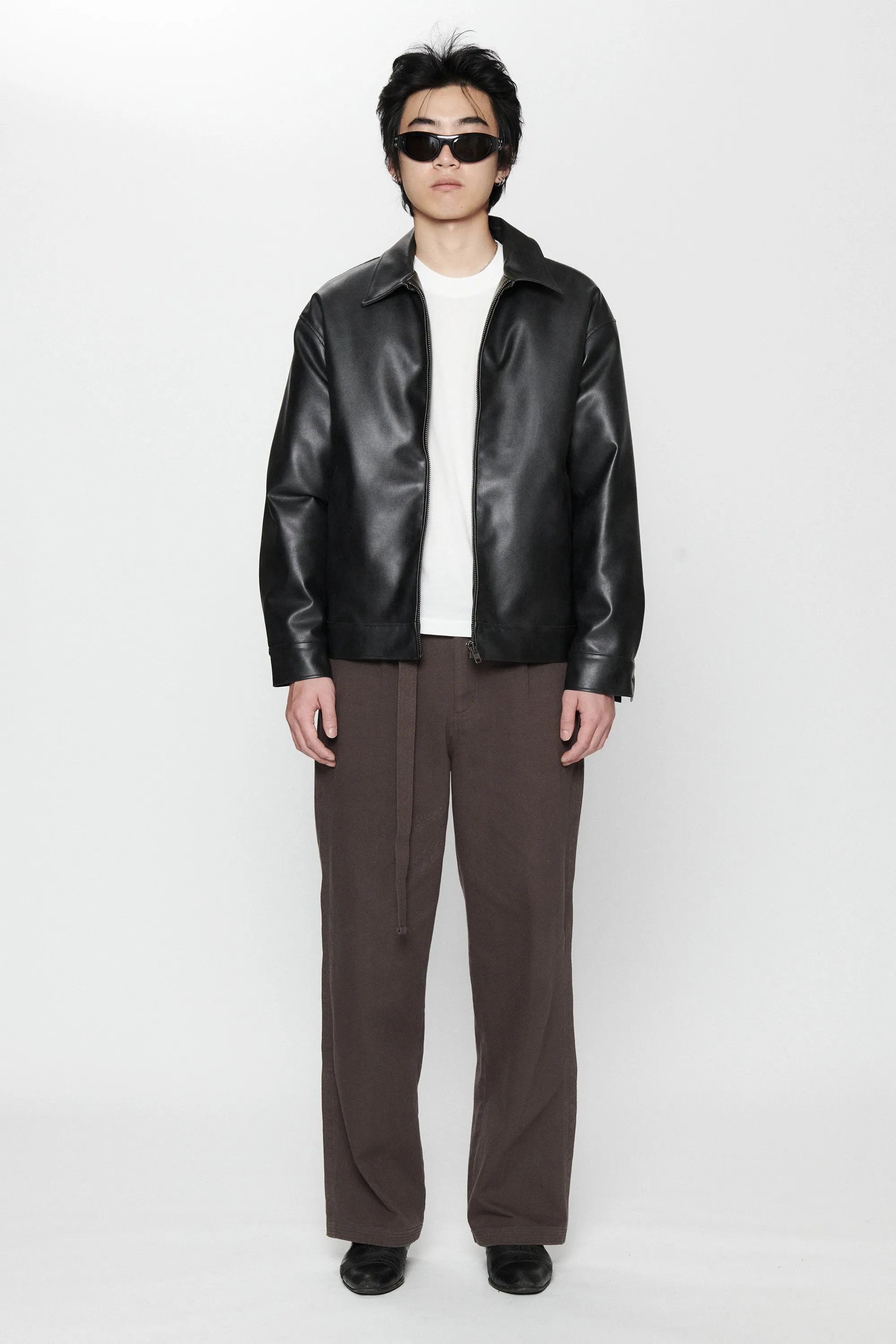 VEGAN LEATHER JACKET - JET BLACK