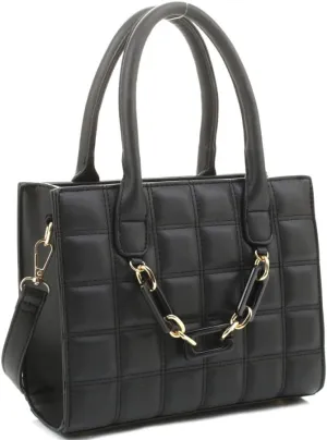 Vegan Leather Top-Handle Medium Boxy Satchel Tote Purse Crossbody Bag