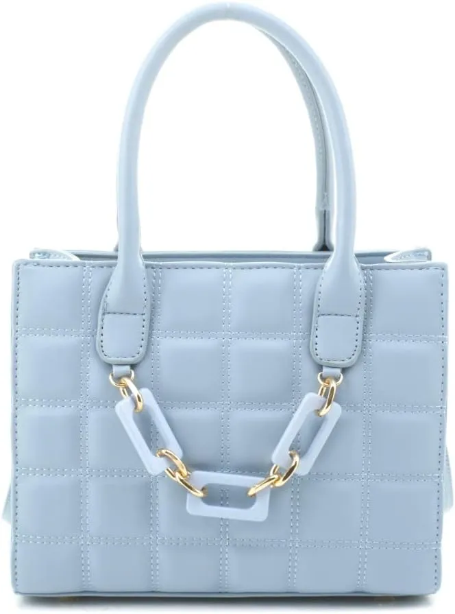 Vegan Leather Top-Handle Medium Boxy Satchel Tote Purse Crossbody Bag