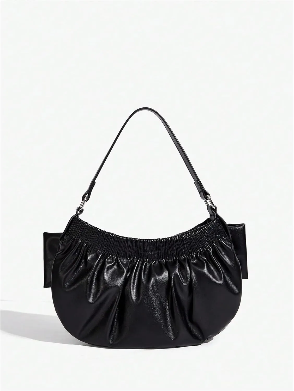 Verdusa Women's Bow Knot Ruched Leather Bags Top Handle Underarm Shoulder Handbags