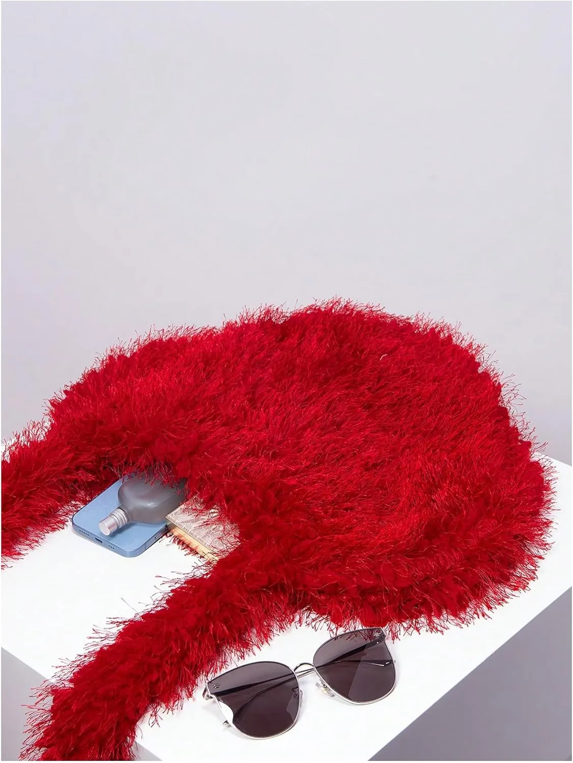 Verdusa Women's Fuzzy Crossbody Shoulder Bags Furry Shoulder Bag Purses
