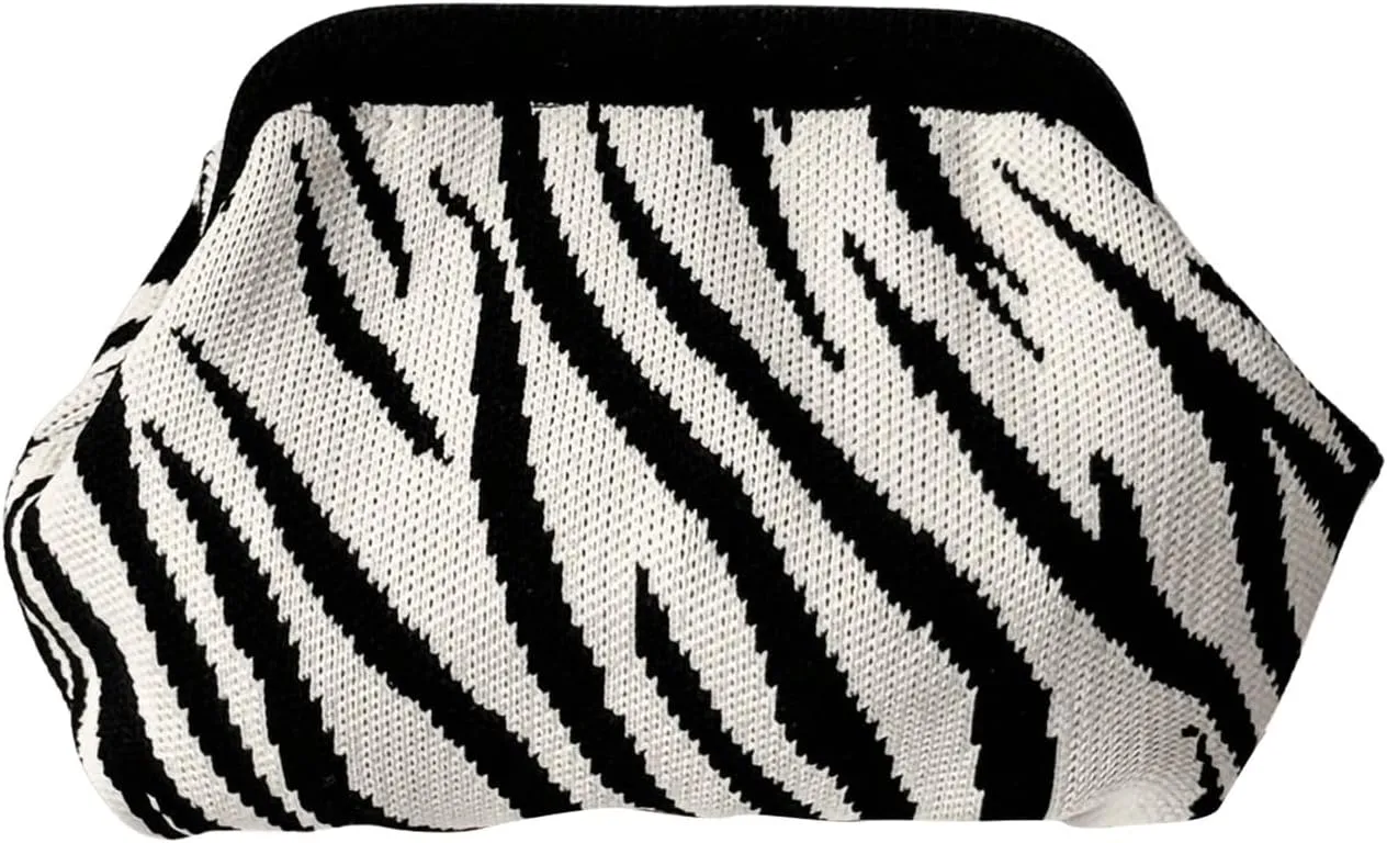 Verdusa Women's Striped Clutch Handbags Crochet Bag Classic Crossbody Bags