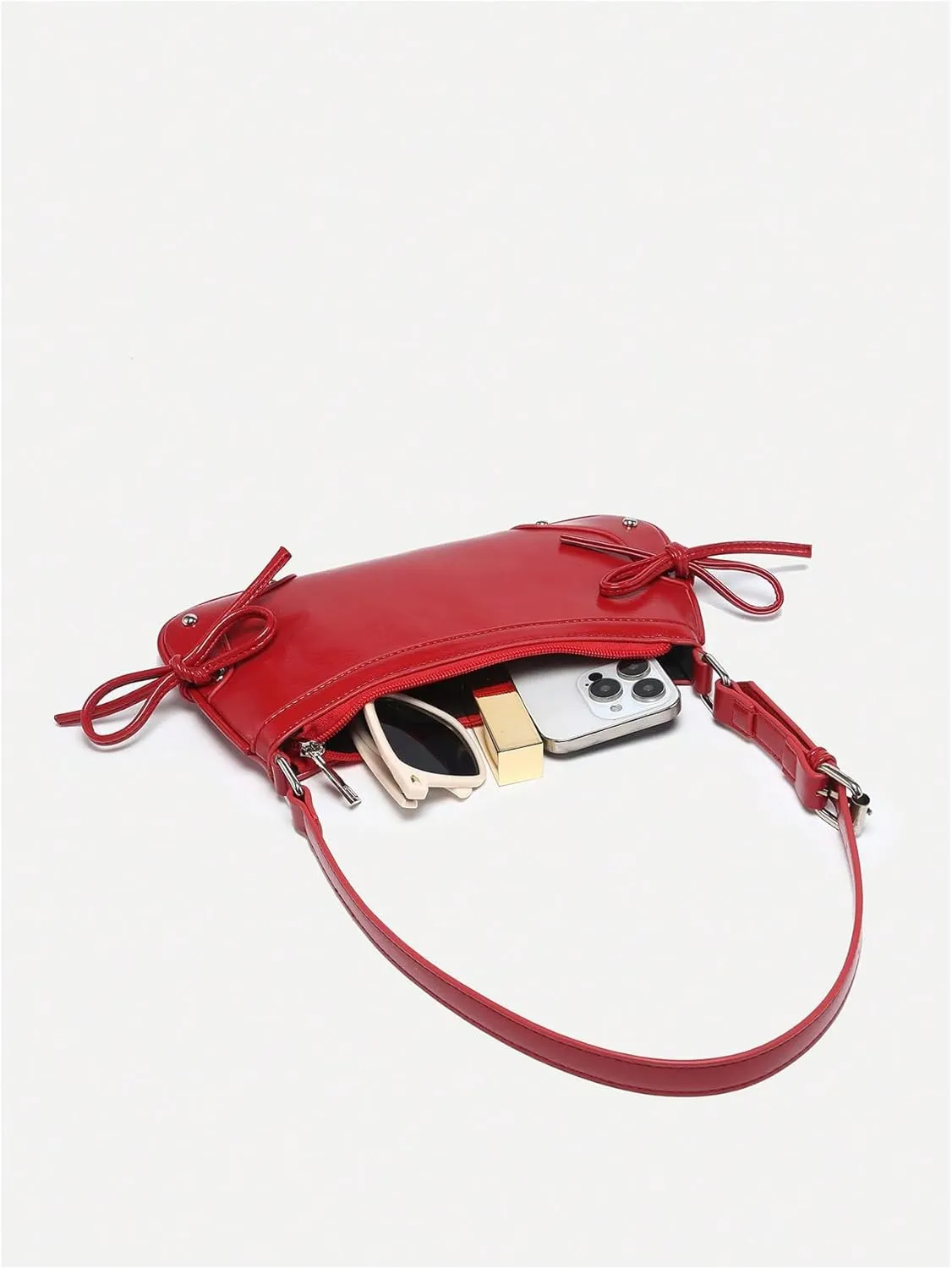Verdusa Women's Top Handle Shoulder Bag Cute Bow Leather Purses Bags
