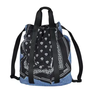 Versace Blue Medusa Bandana Denim Backpack