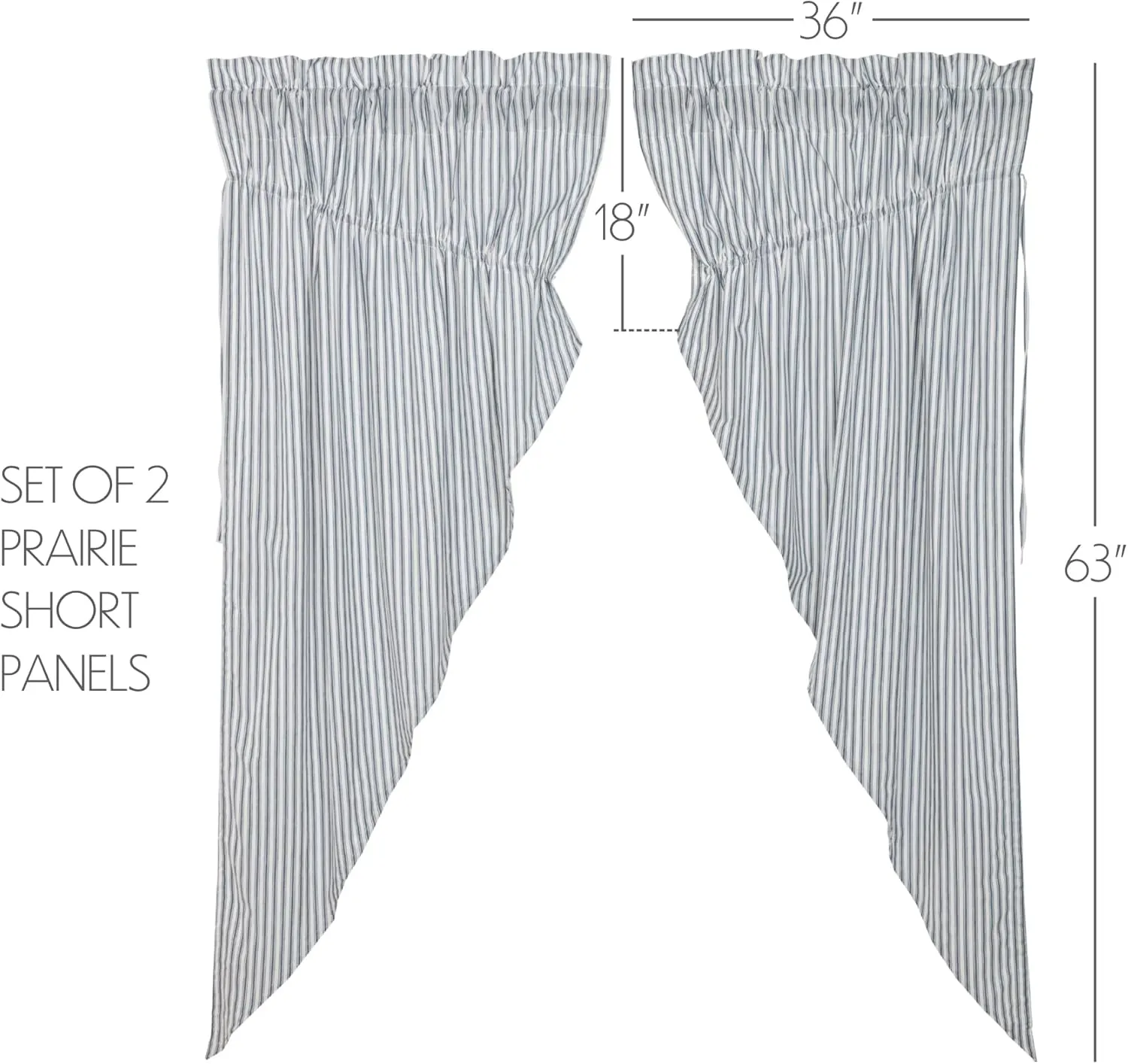 VHC Brands Sawyer Mill Blue Window Prairie Panel Set Adjustable Farmhouse Country Drapes Striped Pattern 63x36 Curtain, 63x36x18