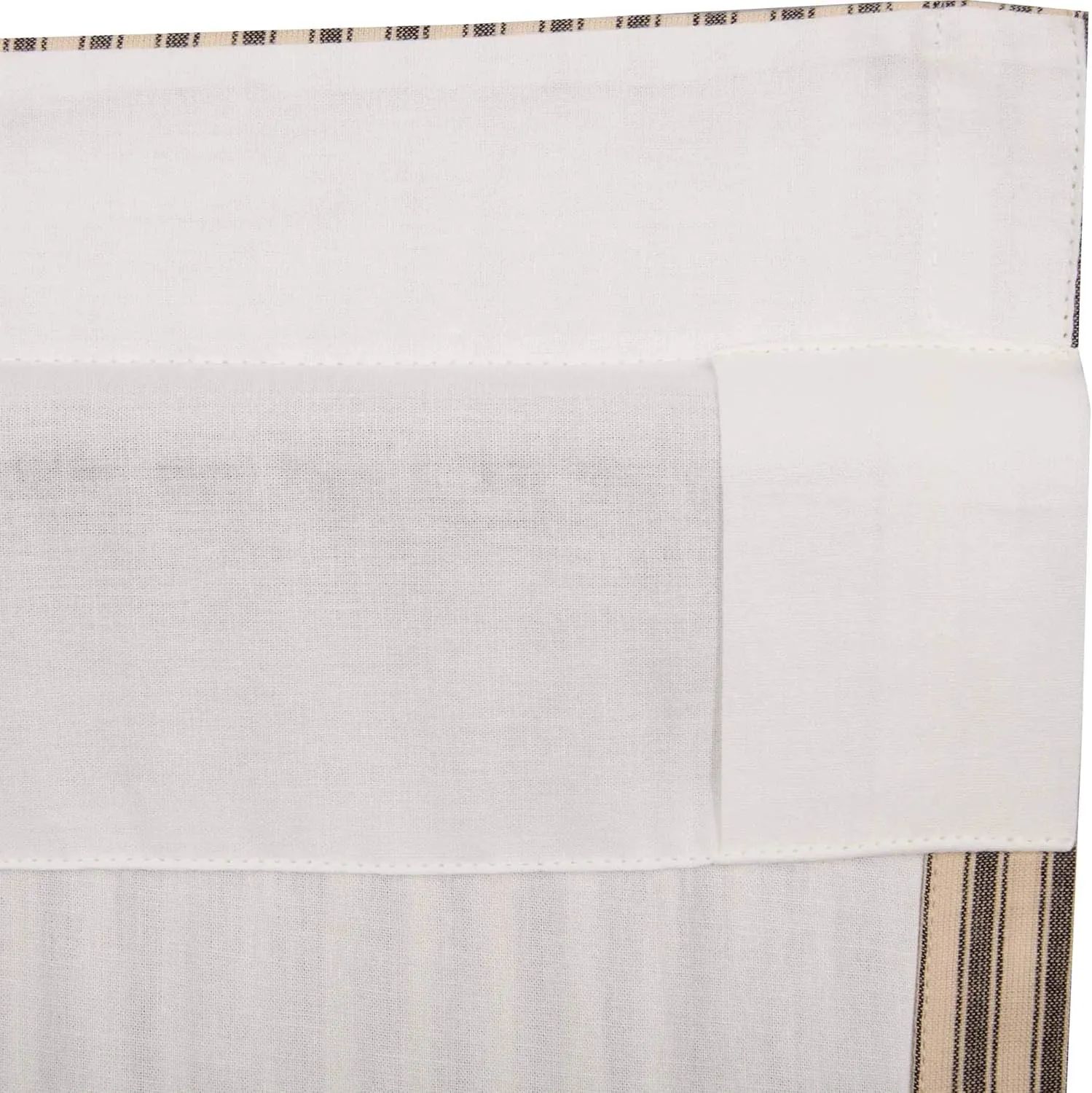 VHC Brands Sawyer Mill Charcoal Prairie Curtain Set Lined Drapes Farmhouse Country Striped Cotton 63 Inch Long for Living Room