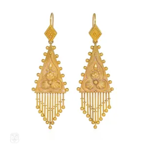 Victorian gold fringe earrings