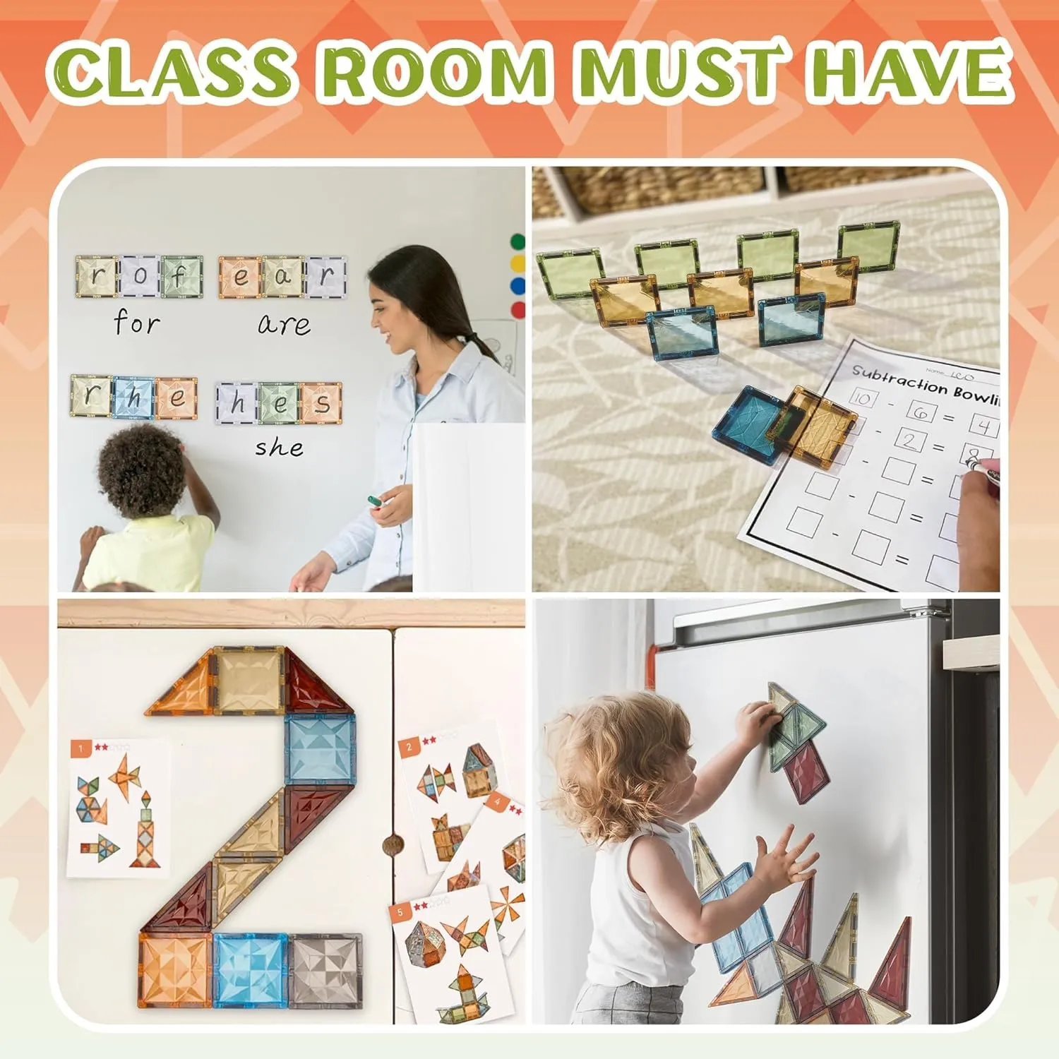 VigorFun 123-Piece Magnetic Tiles Building Set for Kids Ages 3-8 – Creative Play STEM Toys with Car & Animal Models, Stickers | Educational Construction Sensory Gift for Toddlers, Boys & Girls